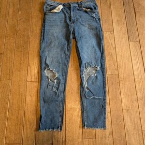 Juniors No Boundaries Blue Distressed Straight Leg Denim Jeans Size 11